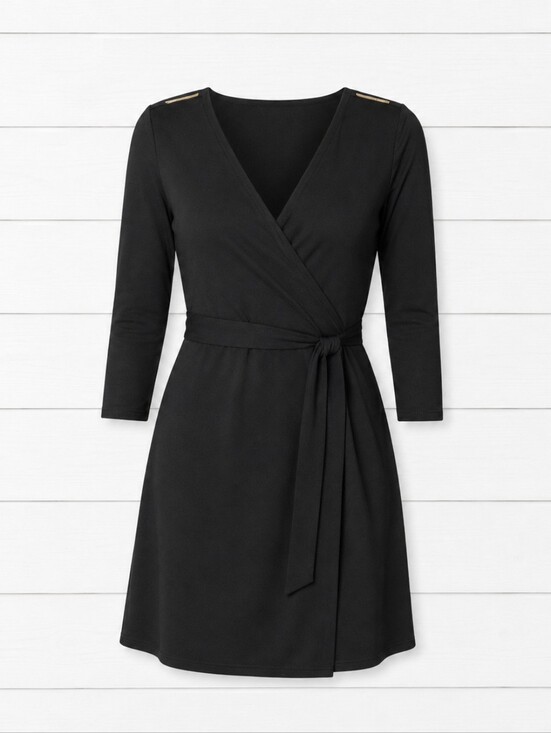 Calvin Klein Dresses & Skirts - Calvin Klein Black Long Sleeve Stretchy Wrap 10 Dress